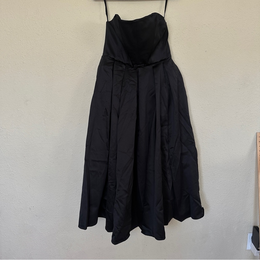 House of cb Contessa Black Strapless Satin Corset Midi Dress NWOT size XL - Picture 9 of 12